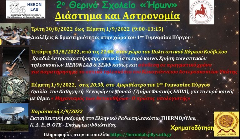 «Διάστημα και Αστρονομία» από το 2ο θερινό σχολείο «ΗΡΩΝ»